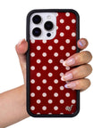 Hand Pic Image 01 Polka Dot Burgundy and Cream iPhone Case