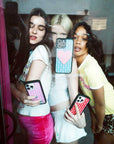 Lifestyle Image 02 Blue Gingham Hearts iPhone Case
