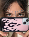 Wildflower - Flames - Pink & Black iPhone Case -