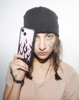 Wildflower - Flames - Pink & Black iPhone Case -