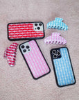 Lifestyle Image 04 Blue Gingham Hearts iPhone Case