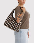 Baggu - Nylon Shoulder Bag - Blurred Gingham Brown -