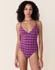 Andie Swim - The Lanikai One Piece - Plaid - Crocus Plaid - Long Torso -