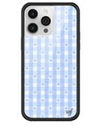 Wildflower iPhone case 14 Pro Max Blue Gingham Hearts Vintage Cute Classic