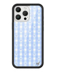 Wildflower iPhone case 16 Pro Max Blue Gingham Hearts Vintage Cute Classic