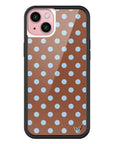 Wildflower iPhone case 15 Plus Polka Dot Brown Blue Cute