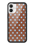 Wildflower iPhone case 16 Plus Polka Dot Brown Blue Cute