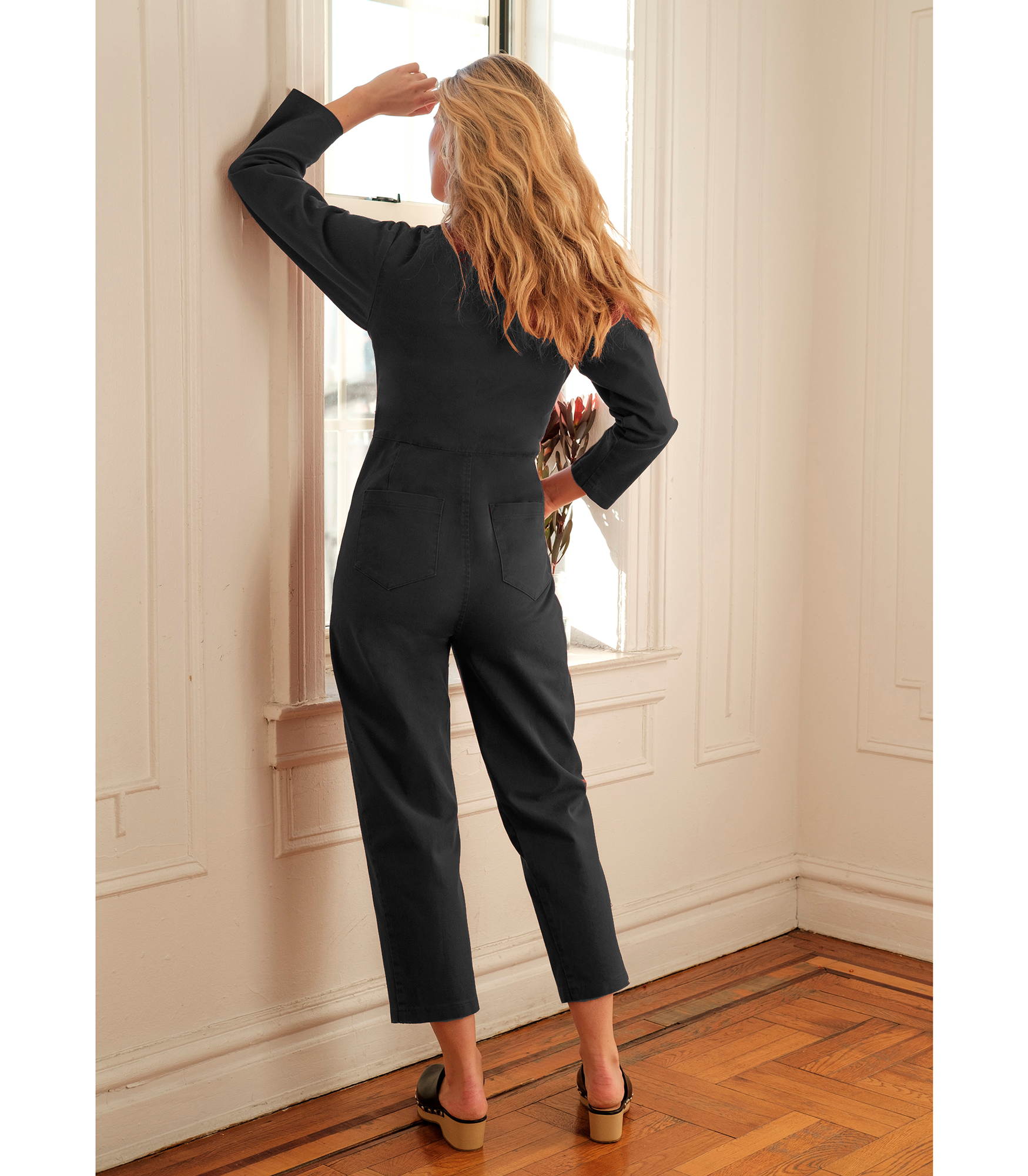 Loup - Nia Long Sleeve Cropped Jumpsuit - Black -