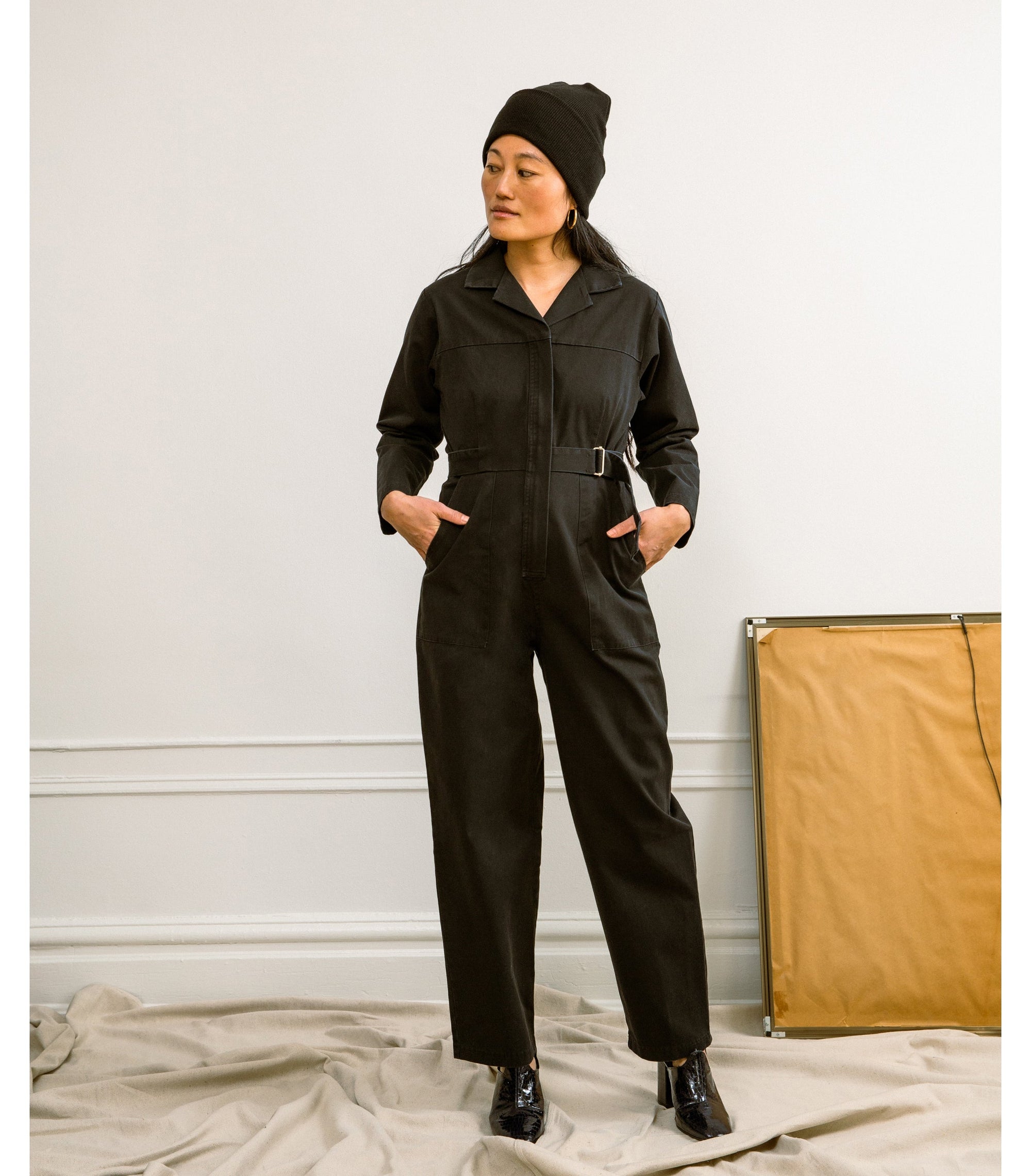 Loup - Wallis Long Sleeve Zip Jumpsuit - Black -