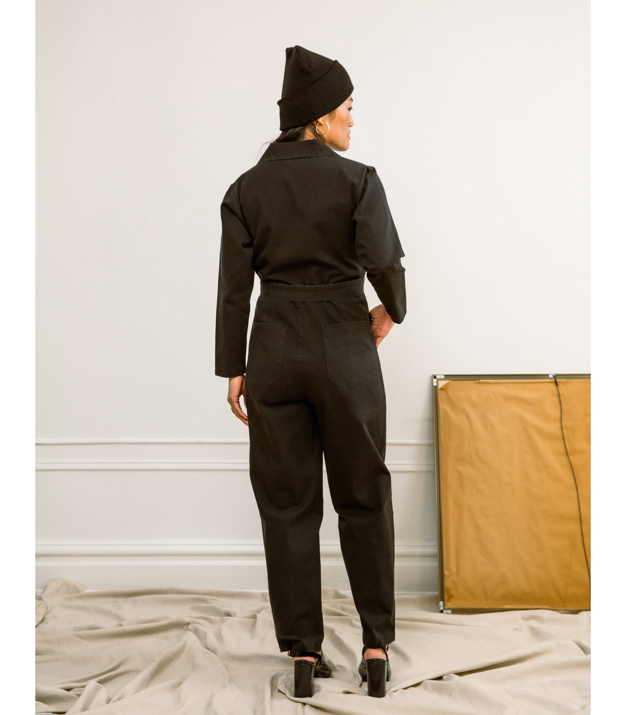 Loup - Wallis Long Sleeve Zip Jumpsuit - Black -