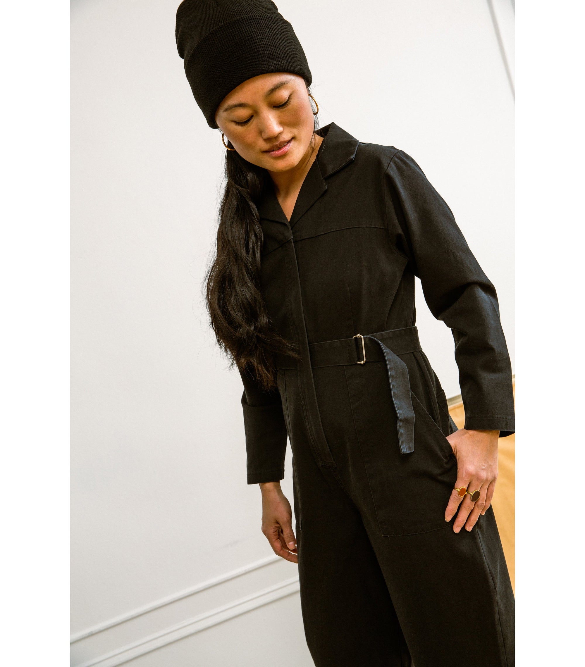Loup - Wallis Long Sleeve Zip Jumpsuit - Black -