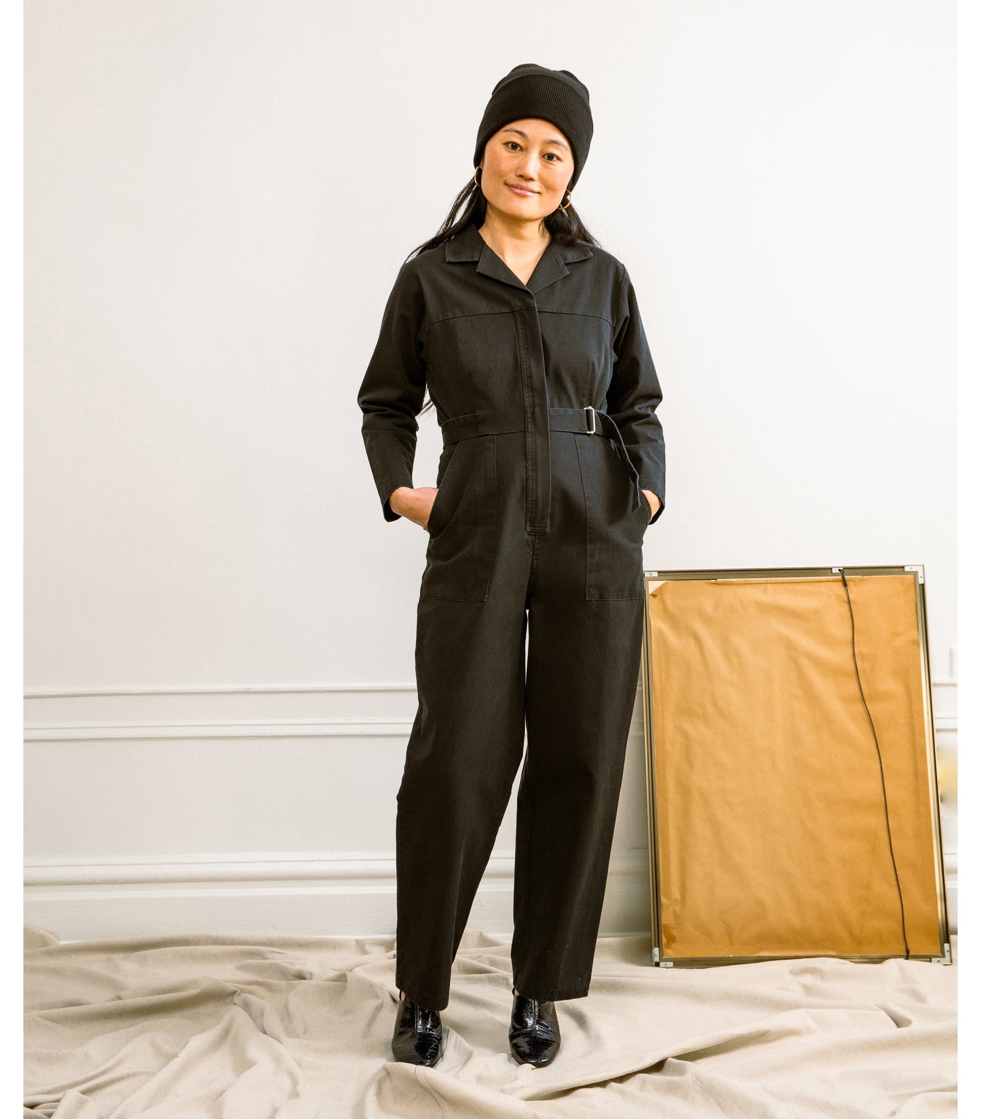 Loup - Wallis Long Sleeve Zip Jumpsuit - Black -