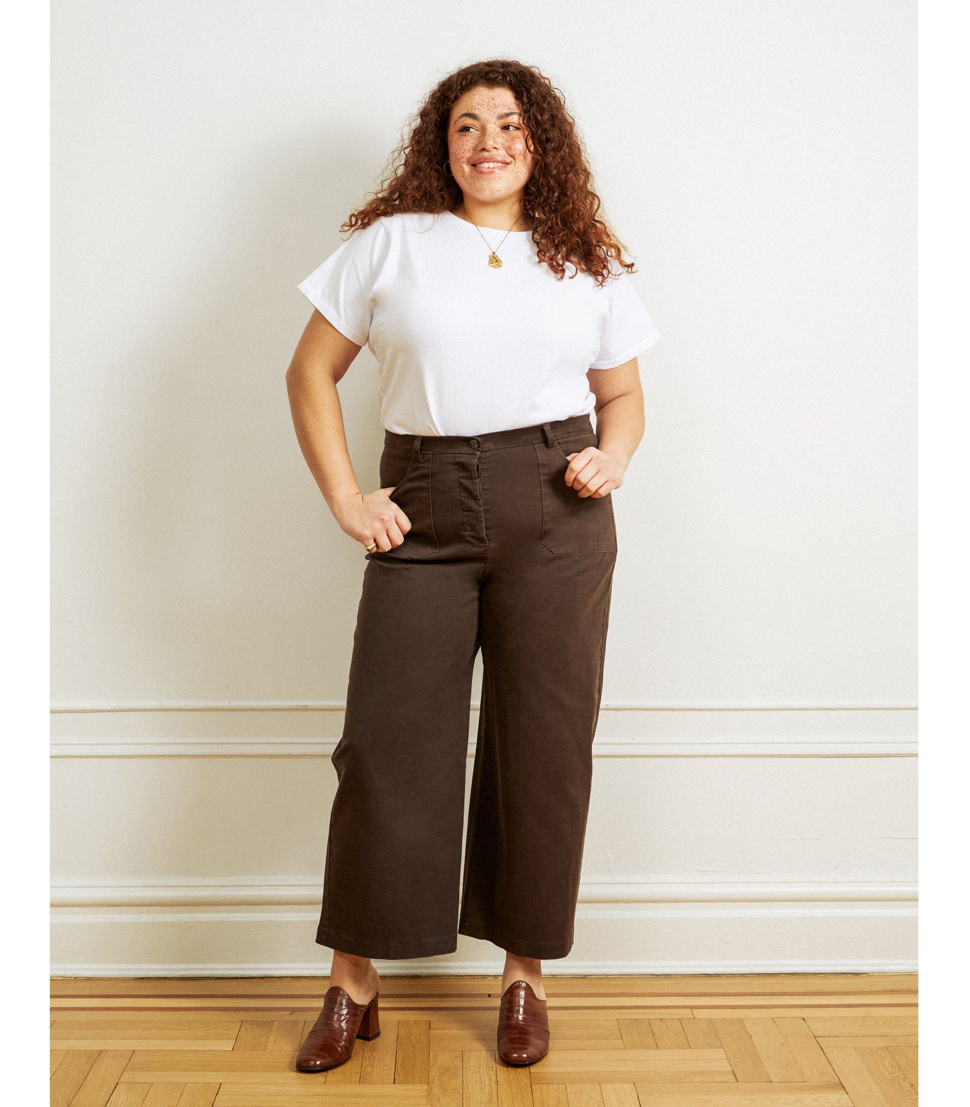 Loup - Simone Wide Crop Pants - Brown -