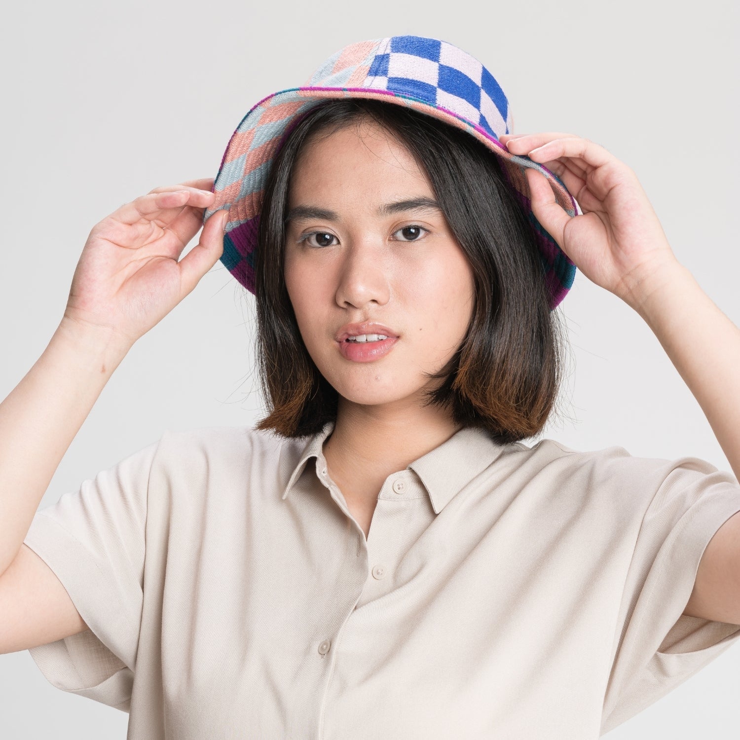 Verloop - Checkerboard Patchwork Bucket Hat -