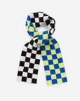 Verloop - Checkerboard Knit Mini Scarf - Lime Cobalt
