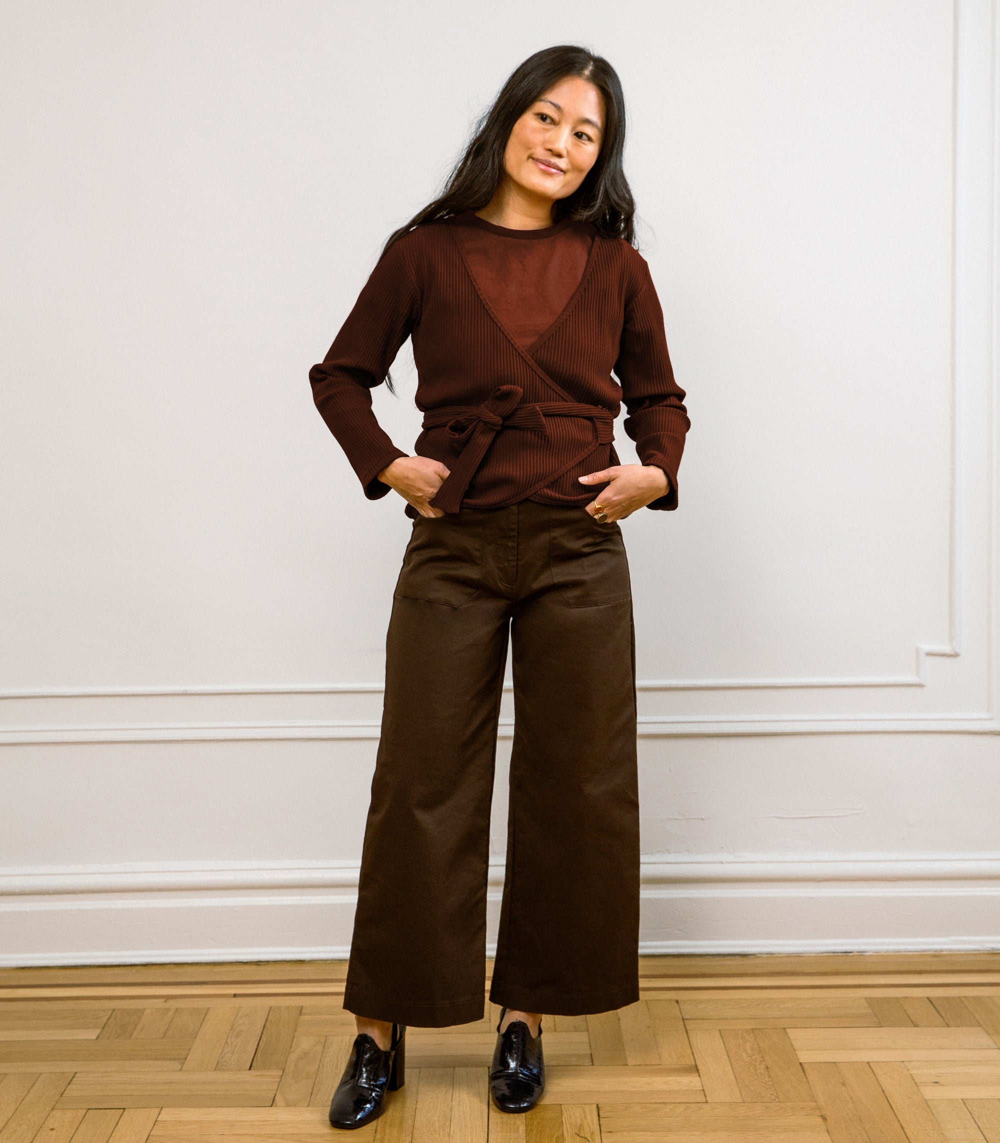 Loup - Simone Wide Crop Pants - Brown -
