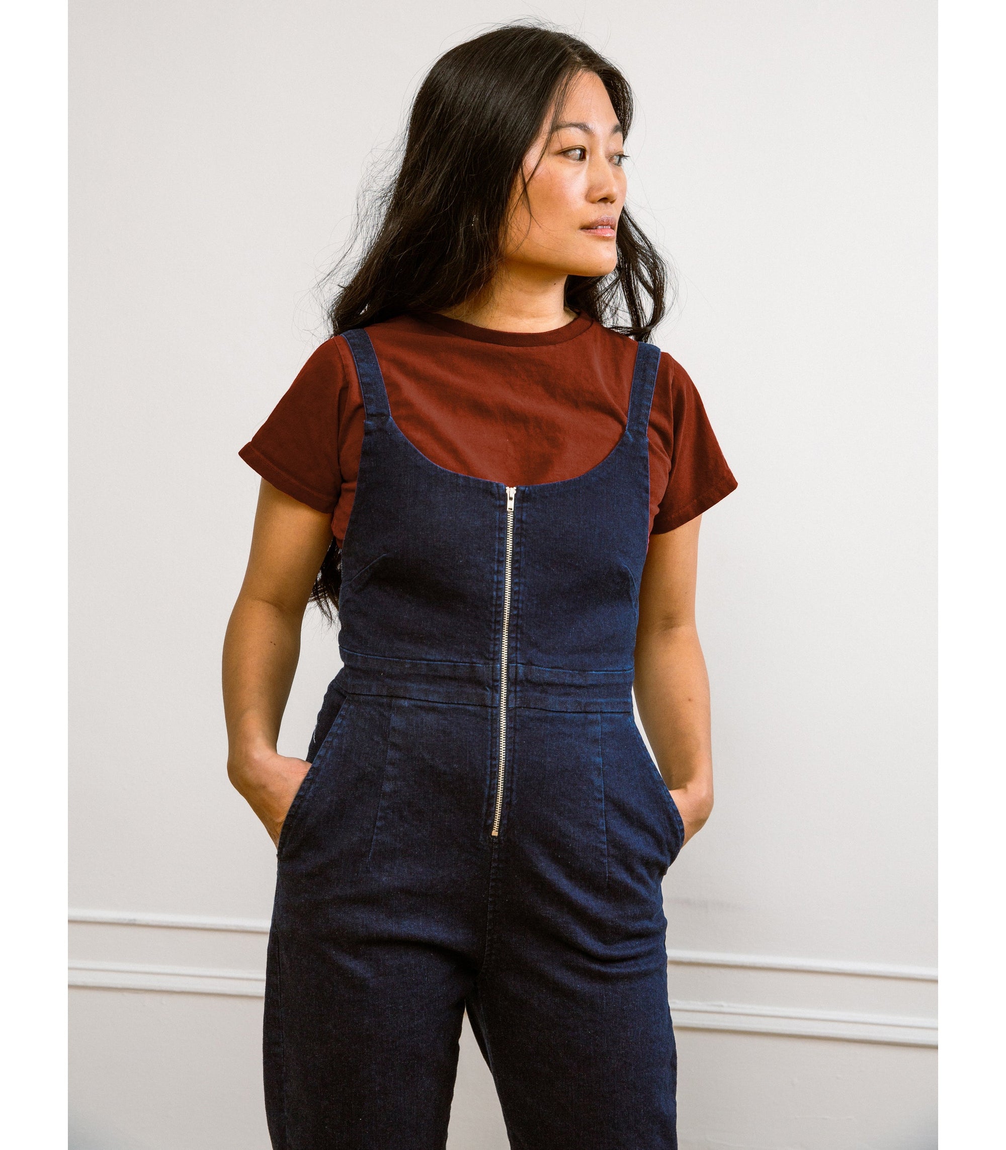 Loup - Claudia Zip Front Cropped Jumpsuit - Dark Indigo -