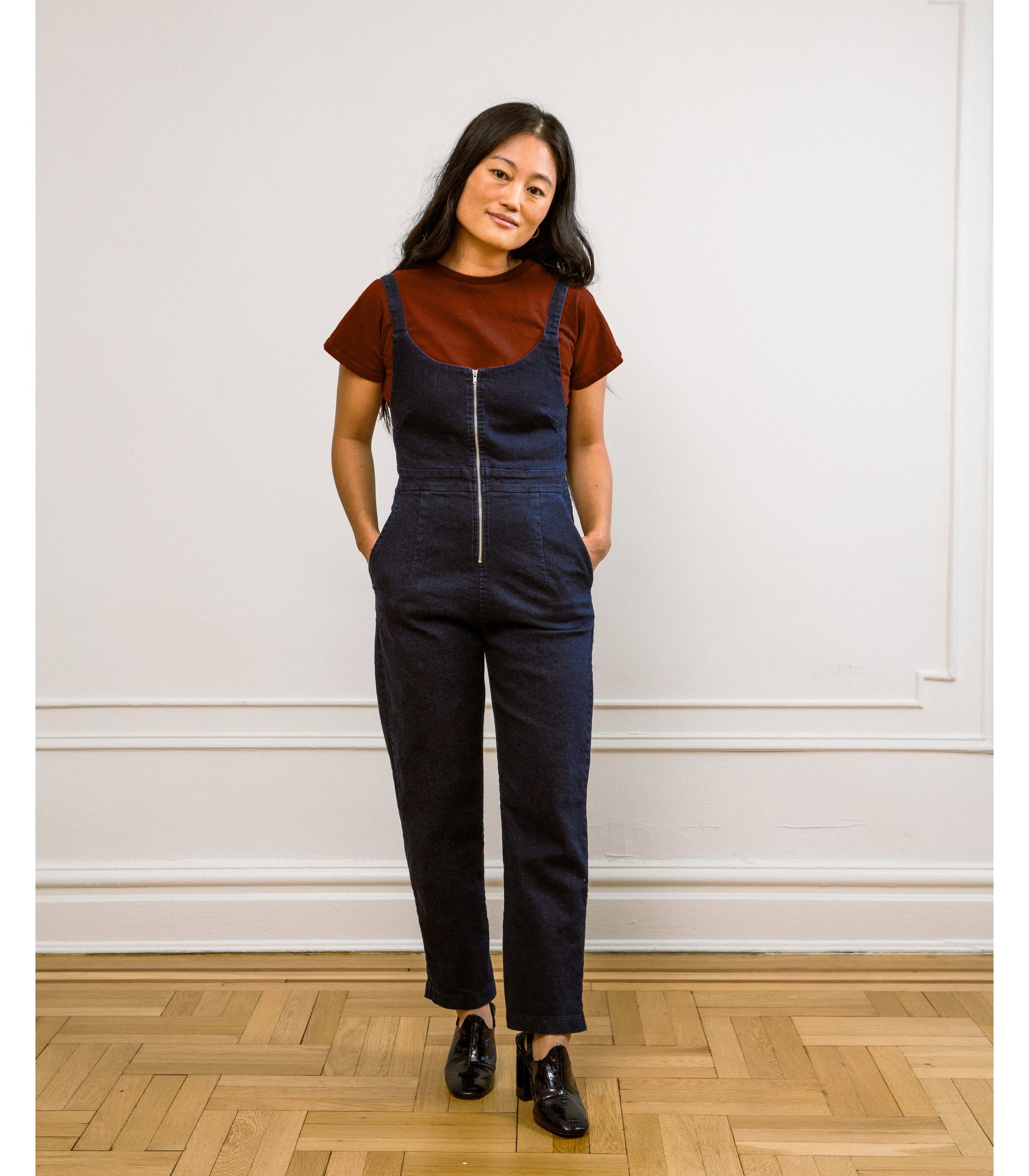 Loup - Claudia Zip Front Cropped Jumpsuit - Dark Indigo -