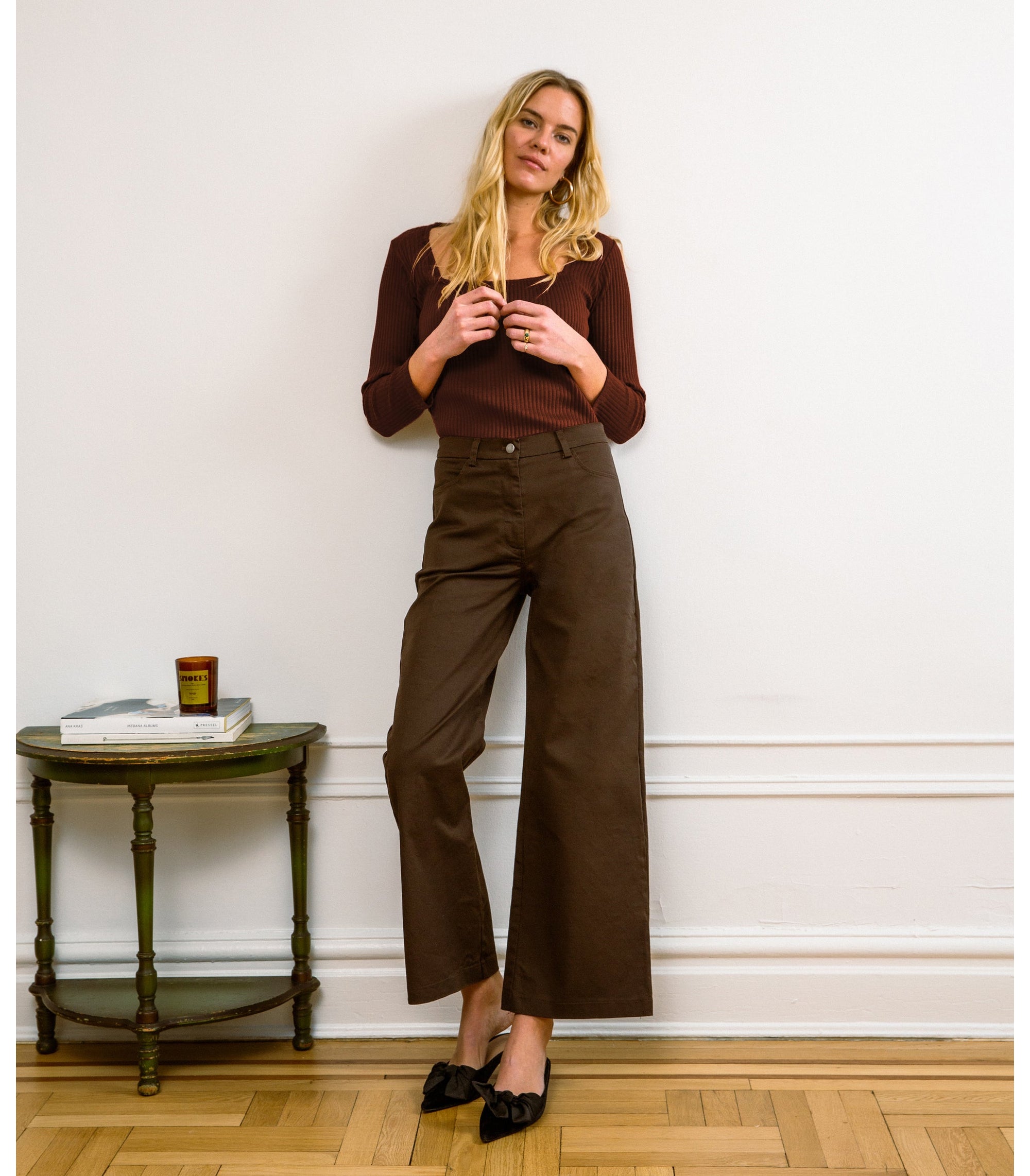 Loup - Toni Wide Ankle Pants - Brown -