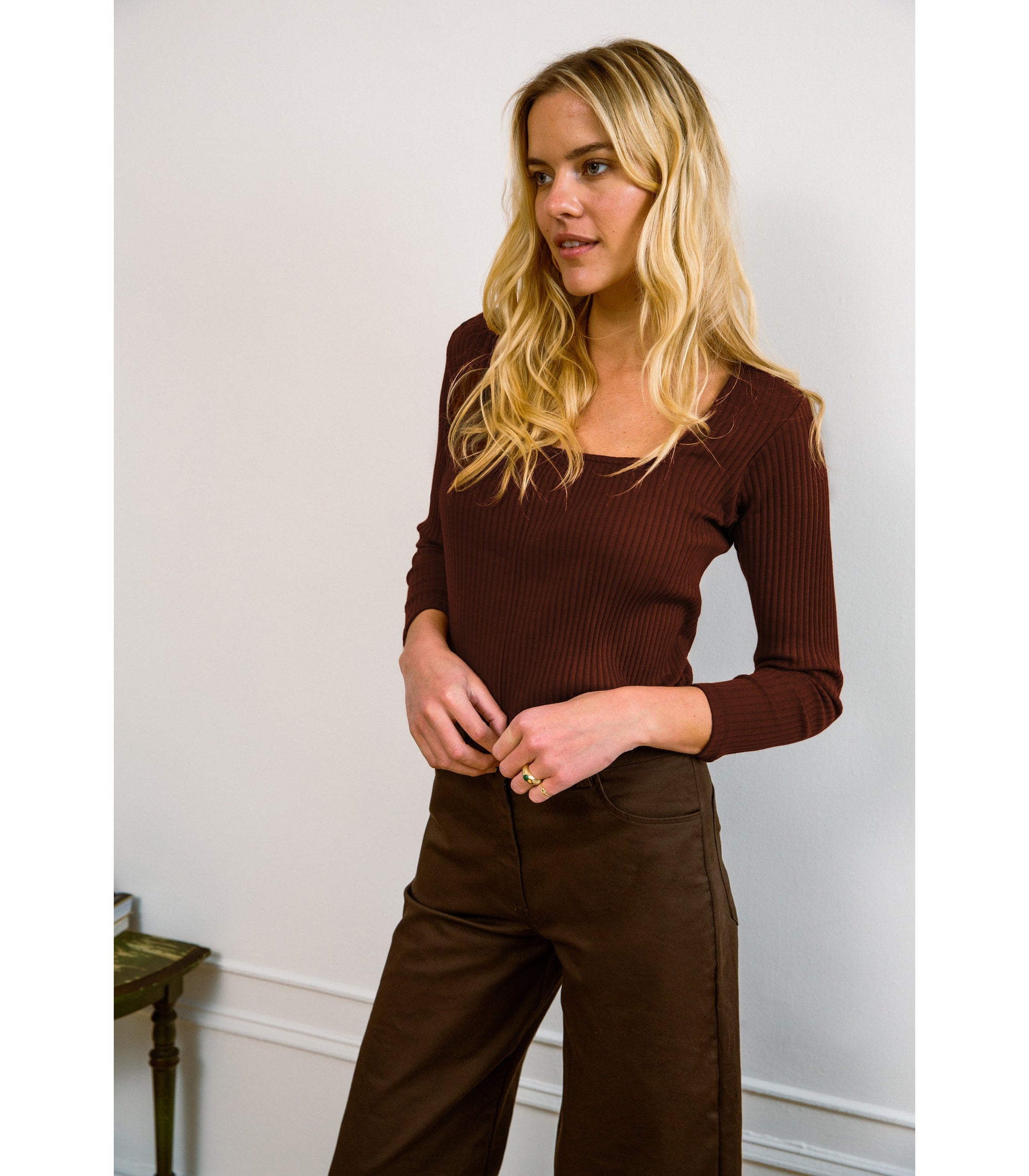 Loup - Toni Wide Ankle Pants - Brown -