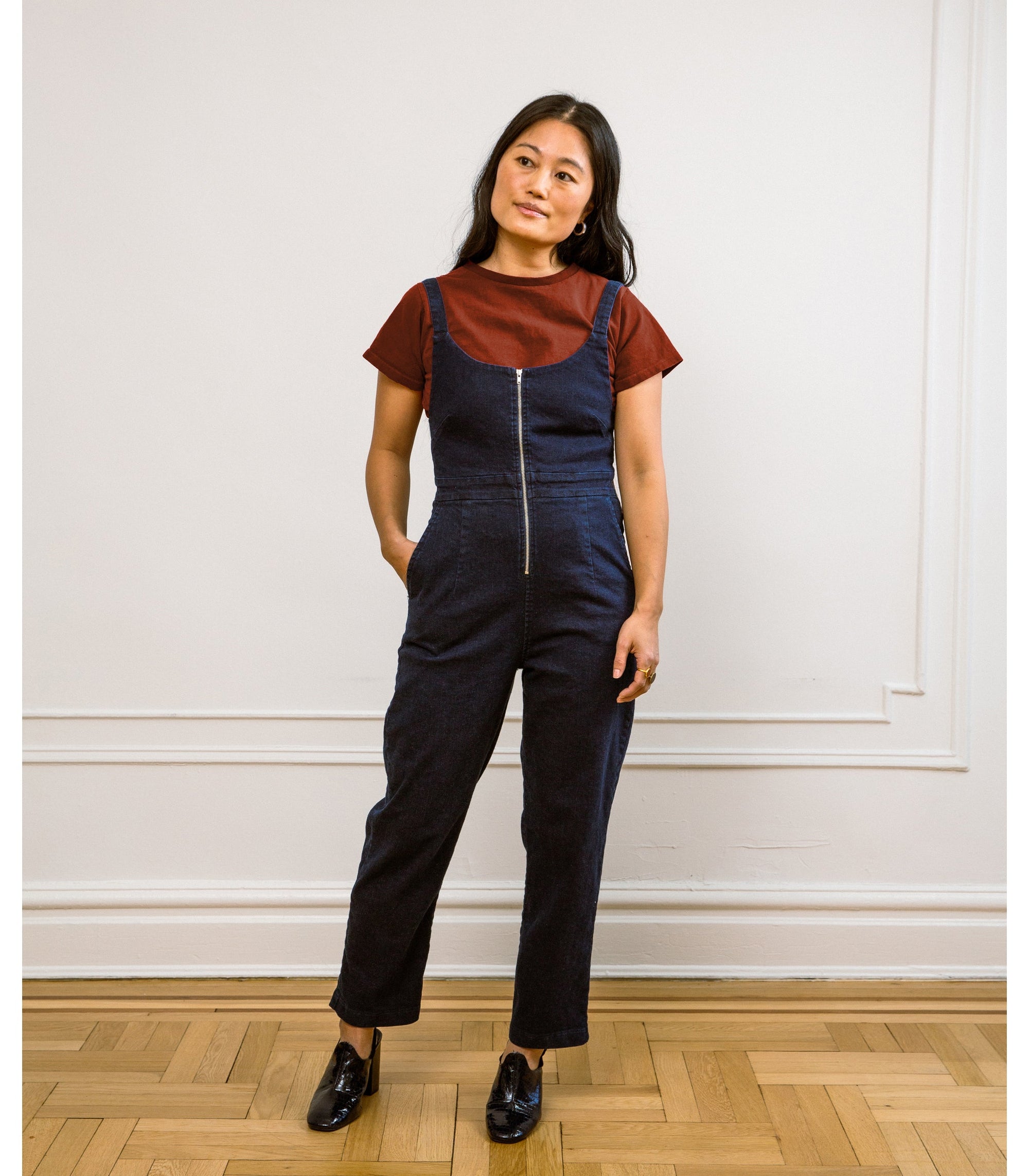 Loup - Claudia Zip Front Cropped Jumpsuit - Dark Indigo -
