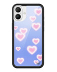 Wildflower iPhone case 16 Plus Dreamy Hearts Blue Pink Cute