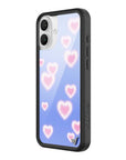 Wildflower iPhone case 16 Plus Dreamy Hearts Blue Pink Cute