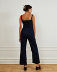 Loup - Billy Zip Front Wide Leg Jumpsuit - Dark Indigo -