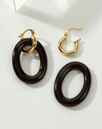 Luna Norte - Simply Charmed Oval Hoop Earring - Black Obsidian