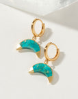 Luna Norte - Crescent Horn Huggie Hoop Earring - Turquoise