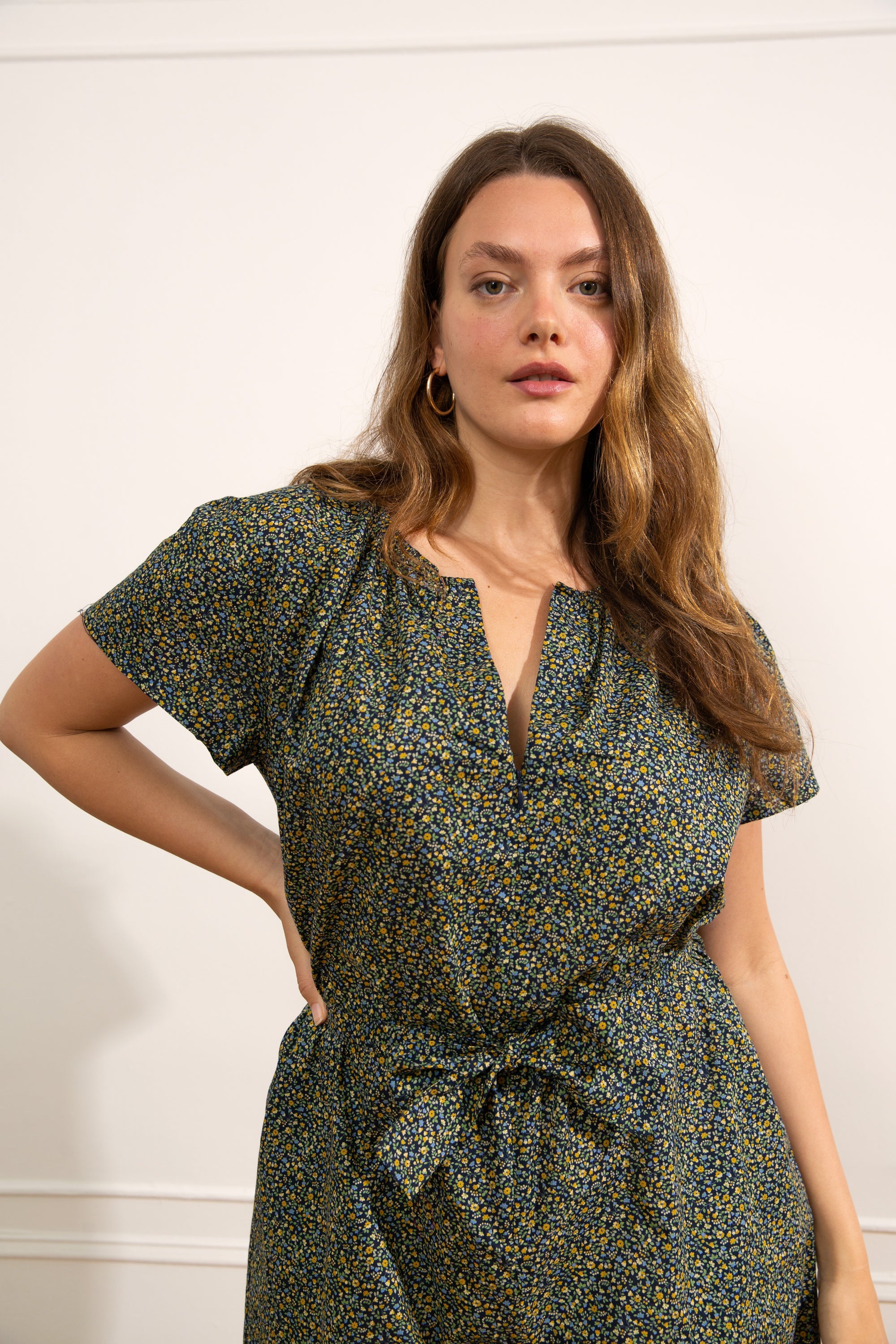 Loup - Paloma Short Sleeve Zip Romper - Floral -