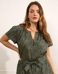 Loup - Paloma Short Sleeve Zip Romper - Floral -
