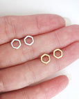 Peter + June - Geo Studs - Silver Hexagon -
