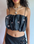 Lisa Says Gah - Jemma Bubble Top - Black Pink Bow -