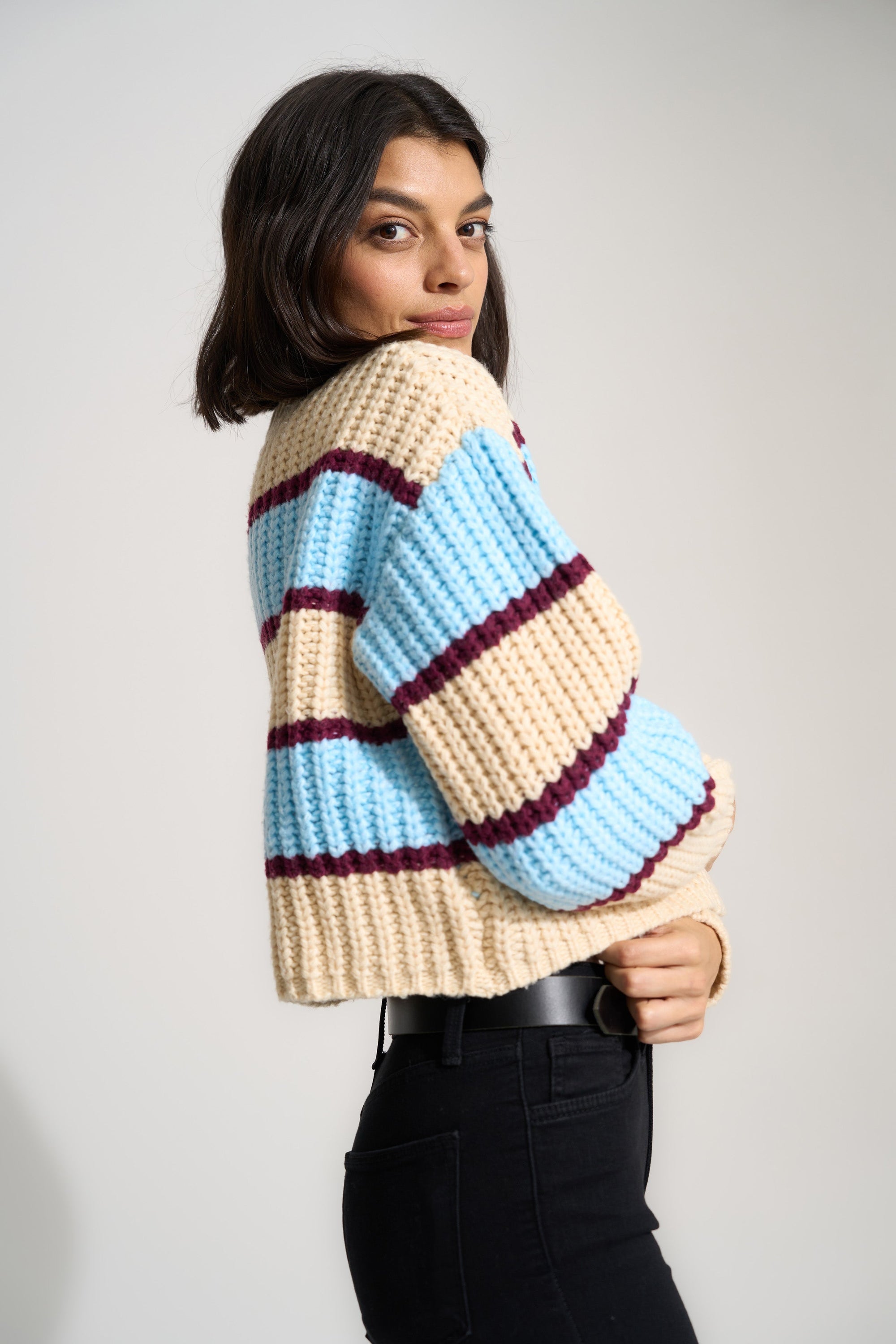 Callahan Knitwear - Joni Cardi - Blue -