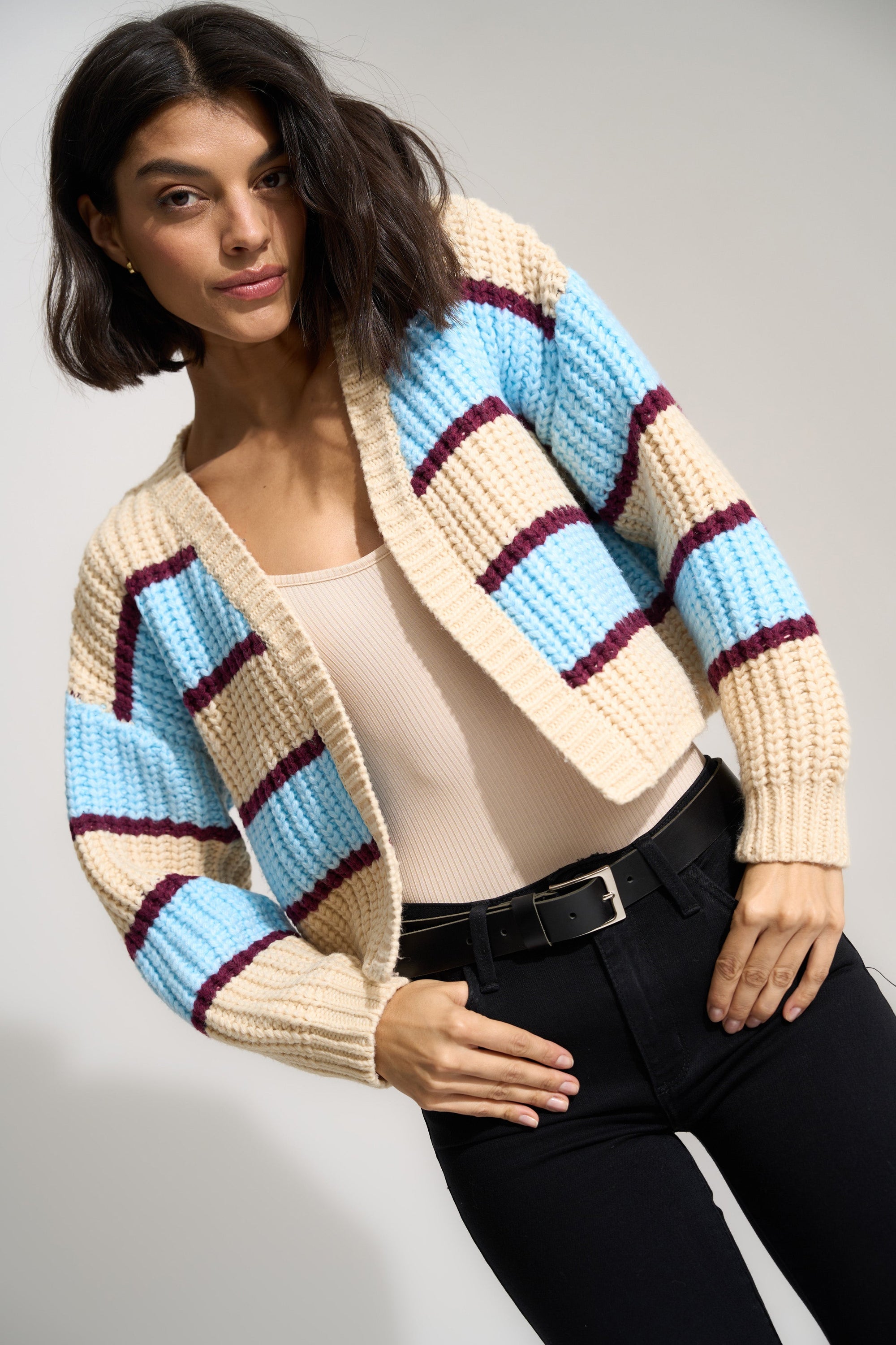 Callahan Knitwear - Joni Cardi - Blue -