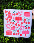 Julie Peach - Sweets on White Tea Towel -