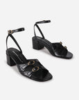 Intentionally Blank - Lingo Block Heel Sandal - BLACK LEATHER