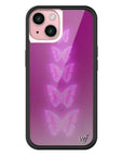 Wildflower iPhone case 15 Neon Butterfly Plum Pink Cute