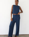 Callahan Knitwear - Nerissa Pointelle Pant - Navy -