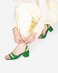 Intentionally Blank - Lingo Block Heel Sandal - FOREST LEATHER