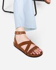 Intentionally Blank - Myko Ankle Strap Flat Sandal - MOCHA SUEDE