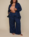 Harper Wilde - Classic Poplin Pajama Shirt - Midnight -