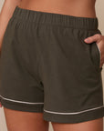 Perfect Pima Short (Piping) - Olive