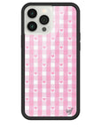 Wildflower iPhone case 13 Pro Max Pink Gingham Hearts Vintage Cute Classic