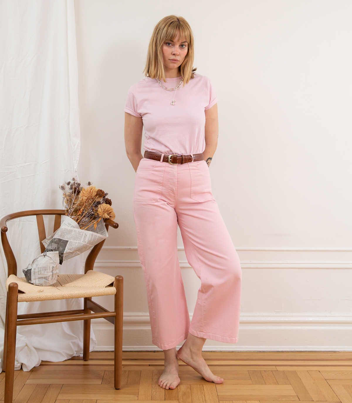 Loup - Simone Wide Crop Pants - Pink -