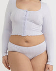 Organic Basics - Pointelle Cardigan - Soft Lilac -