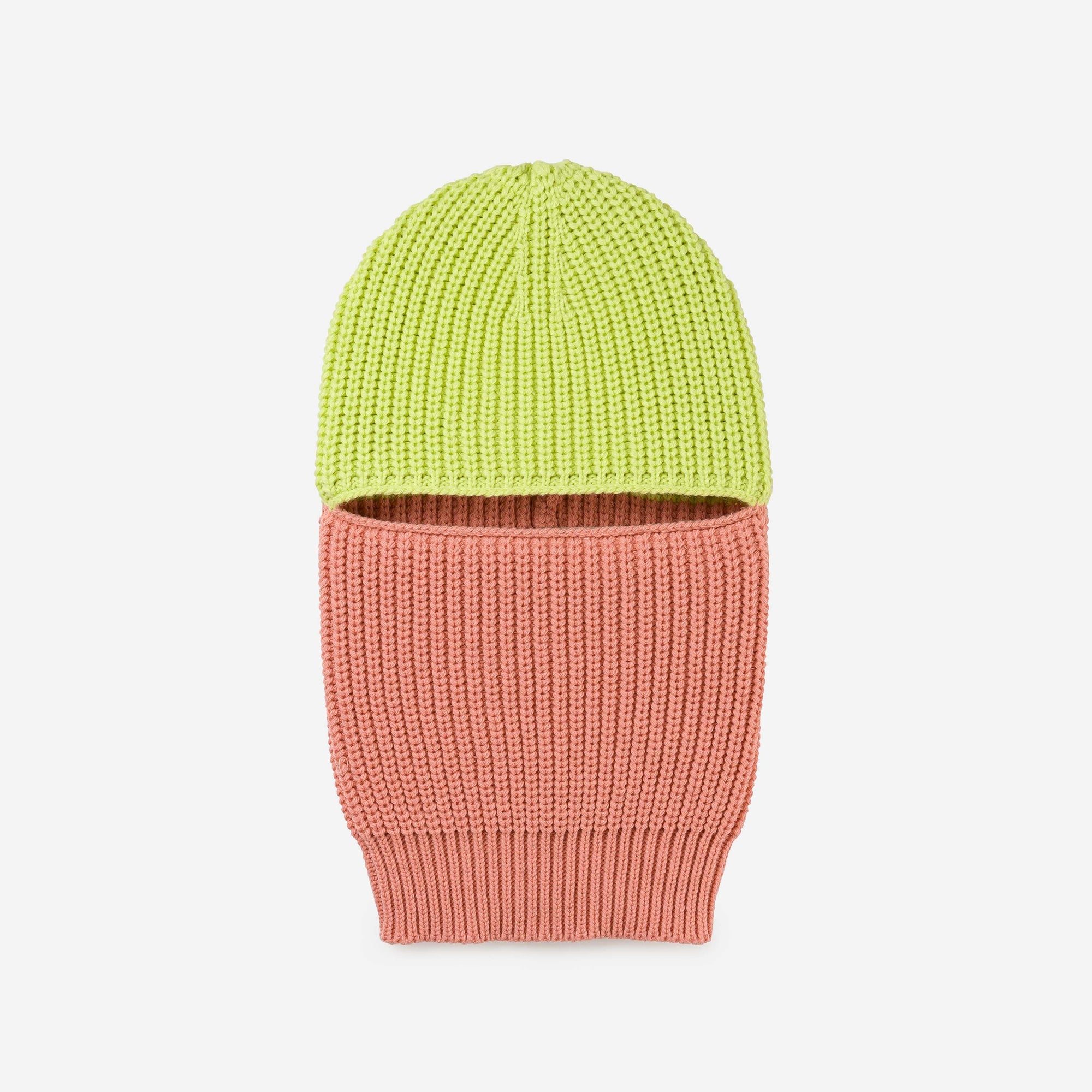 Verloop - Ribbed Colorblock Balaclava - Lime Coral