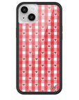 Wildflower Red Gingham Heart iPhone 14 Plus Case