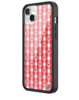 Wildflower Red Gingham Heart iPhone 14 Plus Case